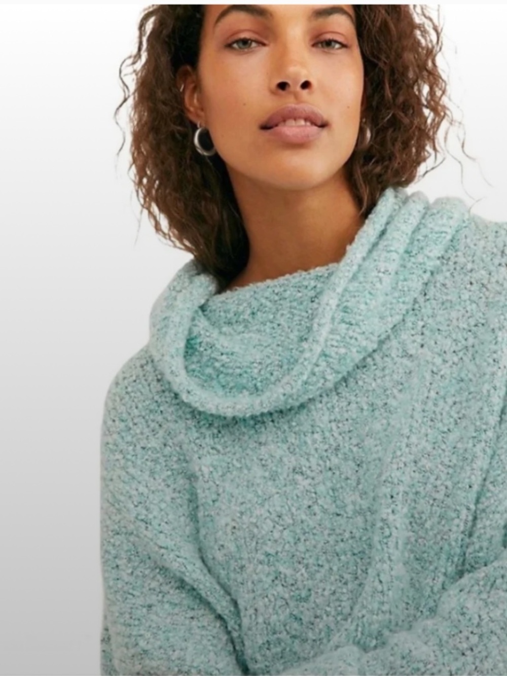 Free People Turtleneck Pullover Sweater, Size S, Mint Green